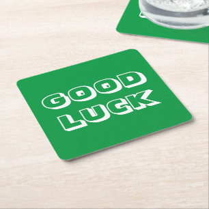 Dessous-de-verre Carré En Papier Good Luck green white fête de typographie moderne