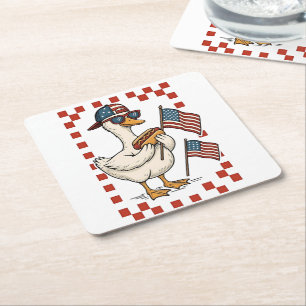 Dessous-de-verre Carré En Papier Goose American USA Flag Memorial Day 4 juillet