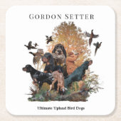 Dessous-de-verre Carré En Papier Gordon Setter, saison de chasse (Devant)