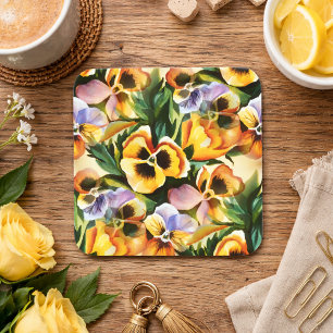 Dessous-de-verre Carré En Papier Graceful Stylish Superbes Pansies de Motif Vintage