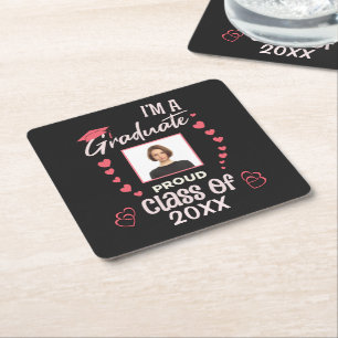 Dessous-de-verre Carré En Papier Grad Graduate Photo Graduate Classe Personnaliser