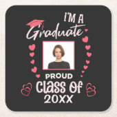 Dessous-de-verre Carré En Papier Grad Graduate Photo Graduate Classe Personnaliser (Devant)