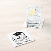 Dessous-de-verre Carré En Papier Graduate Ajouter nom et année (En situation)