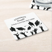 Dessous-de-verre Carré En Papier Graduation Caps Toss Congrats Moderne Grad Custom (Incliné)