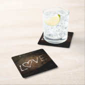 Dessous-de-verre Carré En Papier Graffiti d'amour blanc (En situation)