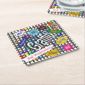 Dessous-de-verre Carré En Papier Graffiti de voeux (Incliné)