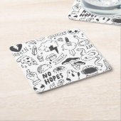 Dessous-de-verre Carré En Papier Graffiti mignon : Doodle Art Set. (Incliné)