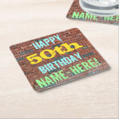 Dessous-de-verre Carré En Papier Graffiti muraux de briques inspiré 50e anniversair (Incliné)