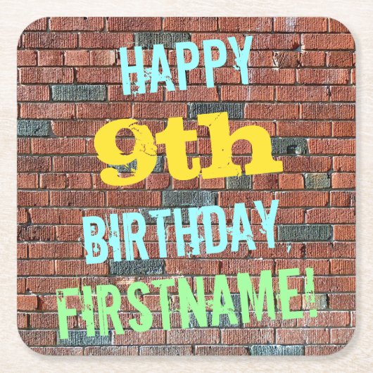 Dessous-de-verre Carré En Papier Graffiti muraux de briques inspirés 9e anniversair (Devant)