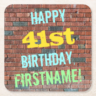 Dessous-de-verre Carré En Papier Graffiti muraux en briques inspiré 41ème anniversa