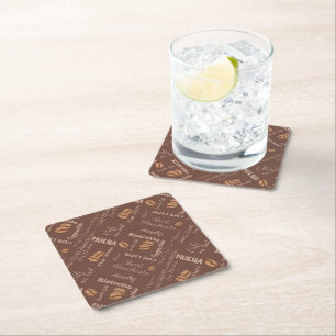 Dessous-de-verre Carré En Papier Grains de Café Amoureux de Cappuccino Flat White M