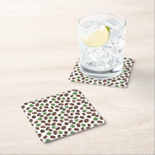 Dessous-de-verre Carré En Papier Grains de café irlandais et trèfles design amusant