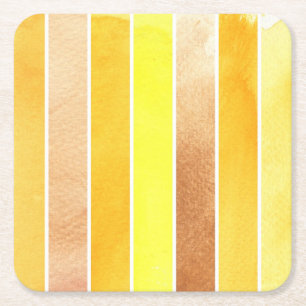 Dessous-de-verre Carré En Papier grand arrière - plan jaune d'aquarelle - aquarelle