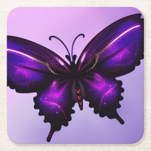 Dessous-de-verre Carré En Papier Grand Papillon Violet (Devant)