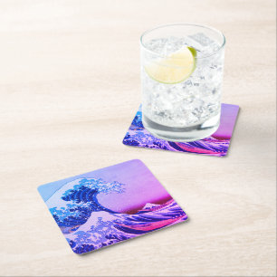 Dessous-de-verre Carré En Papier Grande vague au large de Kanagawa & Art japonais /