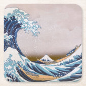 Dessous-de-verre Carré En Papier Grande vague du tsunami Kanagawa Japon par Hokusai (Devant)