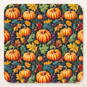 Dessous-de-verre Carré En Papier Grandes et petites citrouilles d'automne