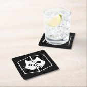 Dessous-de-verre Carré En Papier Graphique de chat de Schrödinger (En situation)