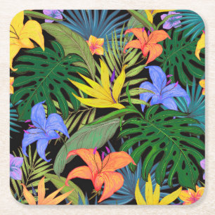 Dessous-de-verre Carré En Papier Graphique de fleur d'Aloha de Hawaii tropical