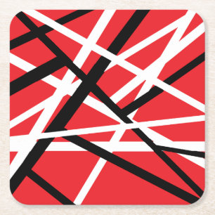 Dessous-de-verre Carré En Papier graphisme rouge, noir et blanc