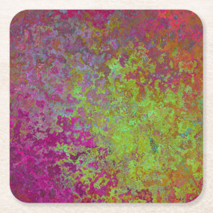 Dessous-de-verre Carré En Papier Gras, Coloré, Peinture à rayures, Grunge Abstrait