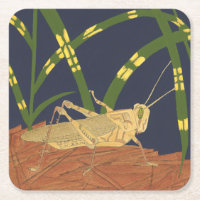 Grasshopper en Grass vert sur Arrière - plan bleu