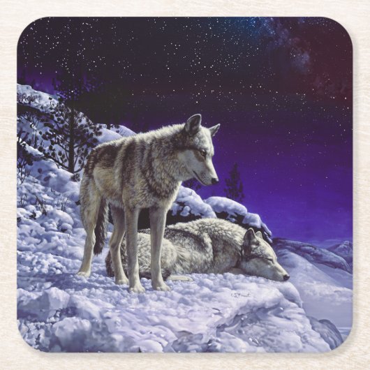 Dessous-de-verre Carré En Papier Gray Wolves (Devant)