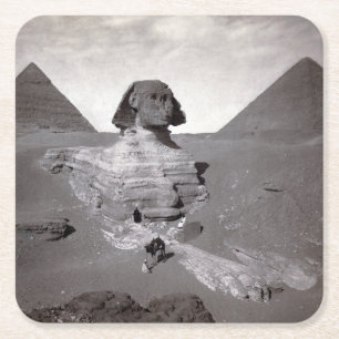 Dessous-de-verre Carré En Papier Great Sphinx & Gizeh Pyramides Necropolis Egypte