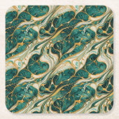 Dessous-de-verre Carré En Papier Green and gold marble design coasters (Devant)
