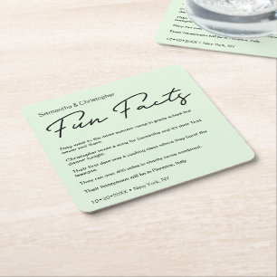 Dessous-de-verre Carré En Papier Green Custom multiple fun fact list Mariage