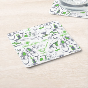 Dessous-de-verre Carré En Papier Green Golf Icons Motif