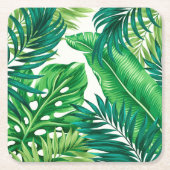 Dessous-de-verre Carré En Papier Green Tropical Palm Banana Monstera Feuille (Devant)