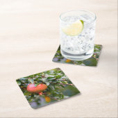 Dessous-de-verre Carré En Papier Grenade mûre sur arbuste feuillu (En situation)