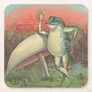 Dessous-de-verre Carré En Papier Grenouille et champignon