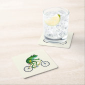 Dessous-de-verre Carré En Papier Grenouille Sur Vélo (En situation)
