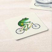 Dessous-de-verre Carré En Papier Grenouille Sur Vélo (Incliné)