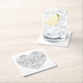 Dessous-de-verre Carré En Papier Griffonnage abstrait de coeur (En situation)