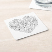 Dessous-de-verre Carré En Papier Griffonnage abstrait de coeur (Incliné)