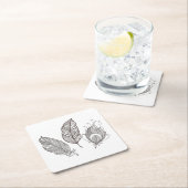 Dessous-de-verre Carré En Papier Griffonnage complexe de plume (En situation)