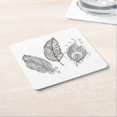 Dessous-de-verre Carré En Papier Griffonnage complexe de plume (Incliné)