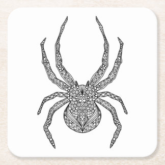 Dessous-de-verre Carré En Papier Griffonnage d'araignée