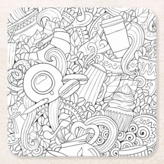 Dessous-de-verre Carré En Papier Griffonnage de café et de thé (Devant)