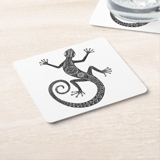 Dessous-de-verre Carré En Papier Griffonnage de lézard ou de salamandre (Incliné)