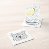 Dessous-de-verre Carré En Papier Griffonnage mignon de portrait de hibou (En situation)