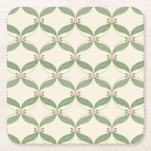 Dessous-de-verre Carré En Papier Grille de fleurs et de feuilles simples