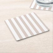 Dessous-de-verre Carré En Papier Grilles Verticales Bbeige Et Blanc Gratté (Incliné)