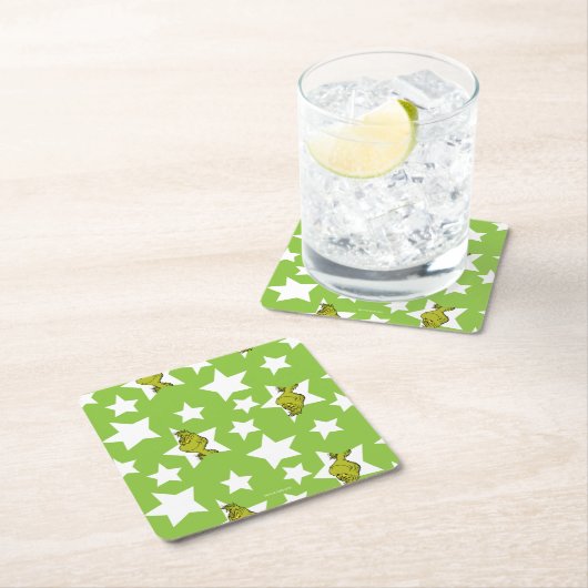 Dessous-de-verre Carré En Papier Grinch Peeking Star Pattern (En situation)