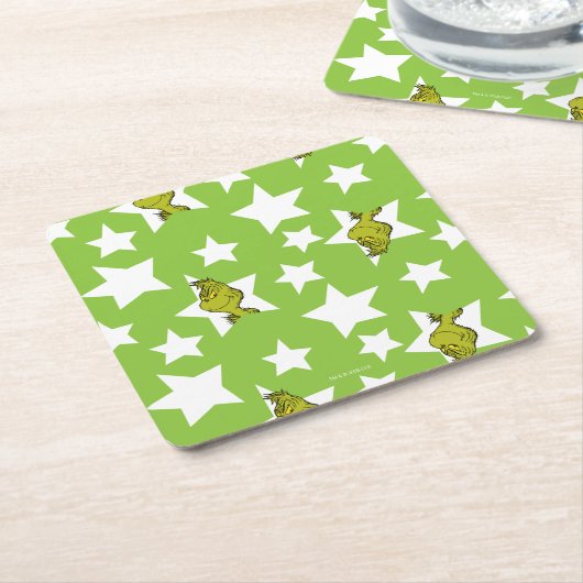Dessous-de-verre Carré En Papier Grinch Peeking Star Pattern (Incliné)