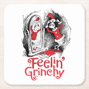 Dessous-de-verre Carré En Papier Grinch Sentiment Grincheux