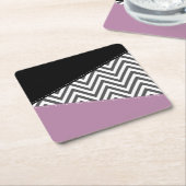 Dessous-de-verre Carré En Papier Gris Zigzag, Gris Chevron, Motif Zigzag, Violet (Incliné)